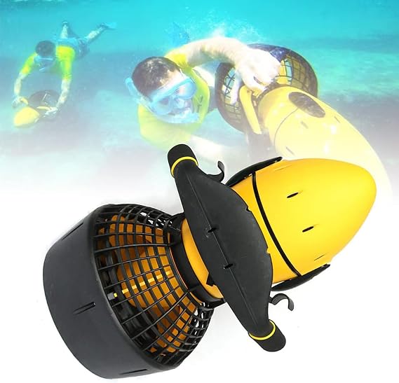Underwater Scooter, Diving Swimming Booster, Electric Underwater Scooter for Adults and Children Sea Scooter, Electric Sea Dual Speed Water Propeller, Diving, Snorkeling,Yellow-300W