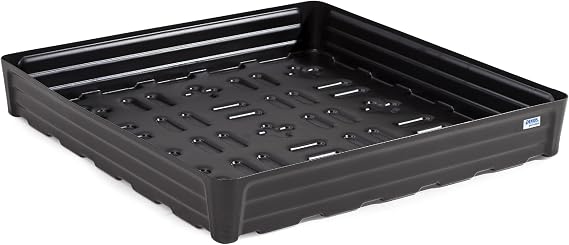 DENIOS Spill Containment Tray, 47-Gallon Capacity, No Grate, 46"x45"x7", Low-Profile Poly Spill Deck for Drums & Containers, Chemical-Resistant Secondary Containment, Industrial Leak & Spill Control