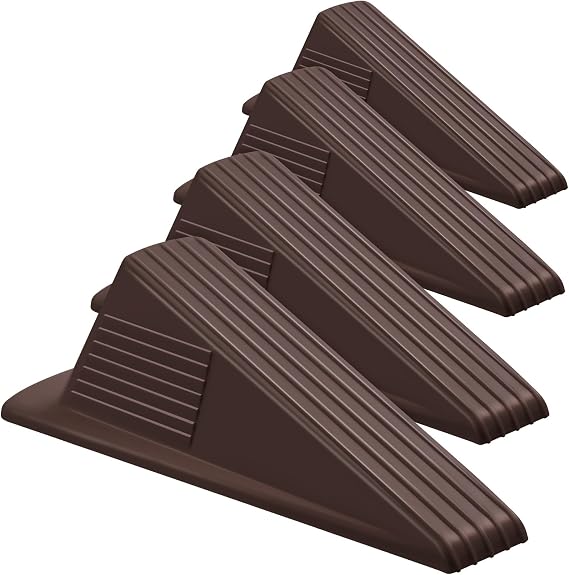 Frienda 4 Pcs Heavy Duty Rubber Door Stops Wedge Stackable,Coffee