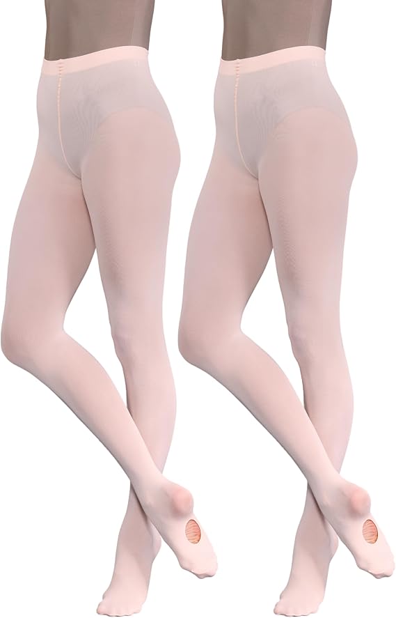 Silky Dance 2 Pairs Dance Ballet Convertible Tights 60 Denier Multipack For Girls Kids Toddlers Adults Womens in Pink Light Pink White Black Tan and Light Suntan