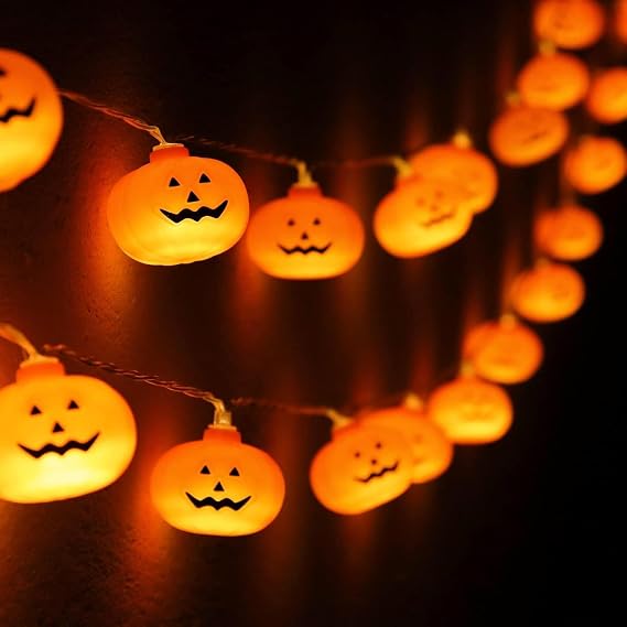 Halloween Lights 10FT/3M 20 Pieces, Pumpkin String Lights for Halloween Decoration, Autumn Lights Outdoor for Door, Window, Party & Rooms (Color A) [Energy Class A]