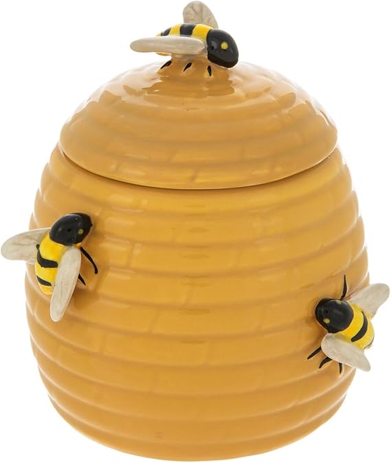 Hobby Lobby Ceramic Beehive Storage Canister, 18 Oz, 5.7 x 5.1 x 4.9