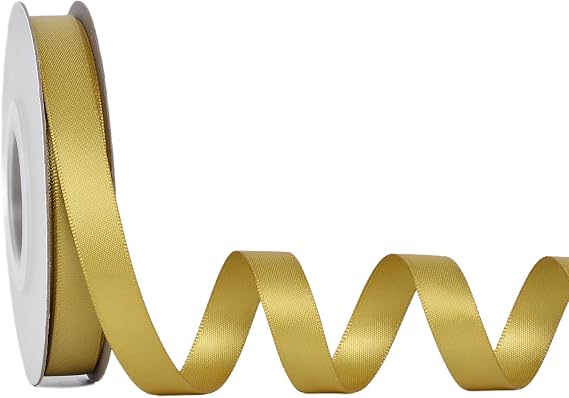 Ribest Gold Double Faced Satin Ribbon, 1/2 Inch Continuous 25 Yards