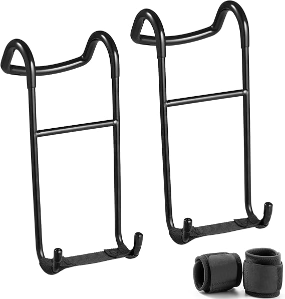 Upgraded 2-Pack Dumbbell Spotter Hooks, 250 LBS Max Load Capacity | Heavy-Duty Dumbbell Hooks for Bench Press Chest Shoulder Workouts,  with 2 Wrist Support Straps