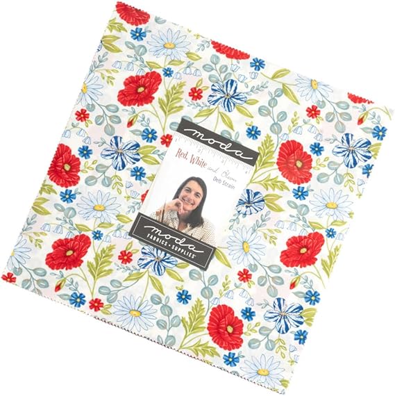 Red White and Bloom Layer Cake by Deb Strain 10-inch Precut Fabric Squares