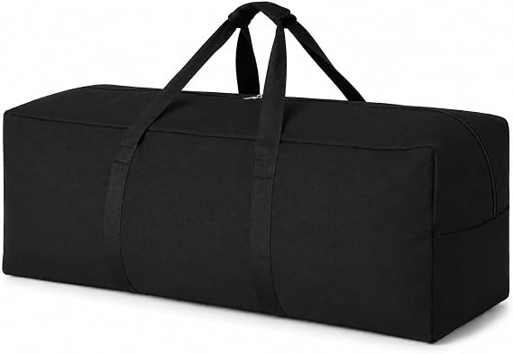 DoYiKe Canvas Travel Duffle Bag Heavy Duty, Sports Duffel Military Camping Tent Storage 60L Black