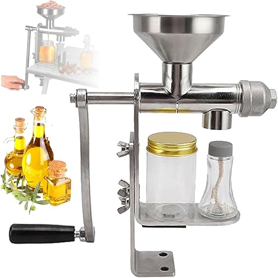 Stainless Steel Oil Press Machine, Manual Hand Crank, Small Manual Oil Extractor,No Electricity Required,DIY Oil Extraction Pressing Tool,For Peanut Nuts Seed