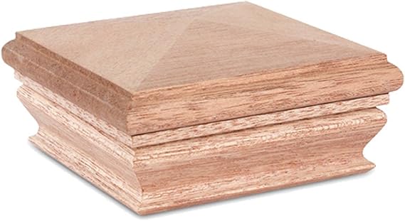 Woodway Pyramid Post Cap, fits 3.5" Post, in Premium Mahogany, 1 PC