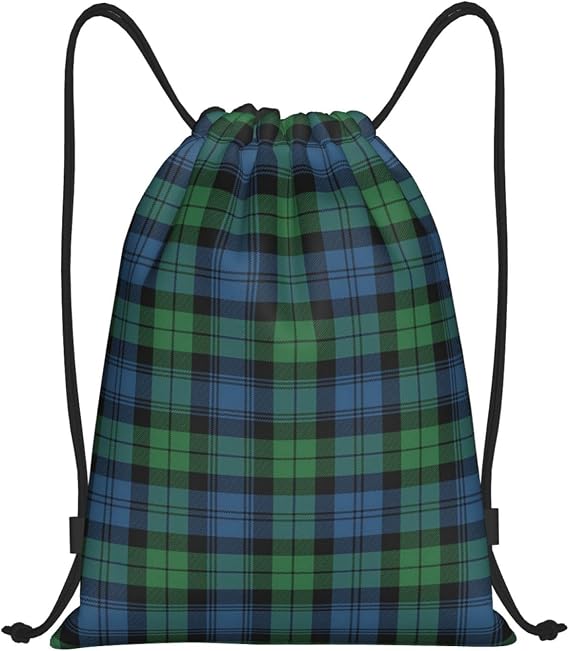 KWQDOZF Drawstring Backpack String Bag Selkirk Tartan Sackpack for Sports Gym Small