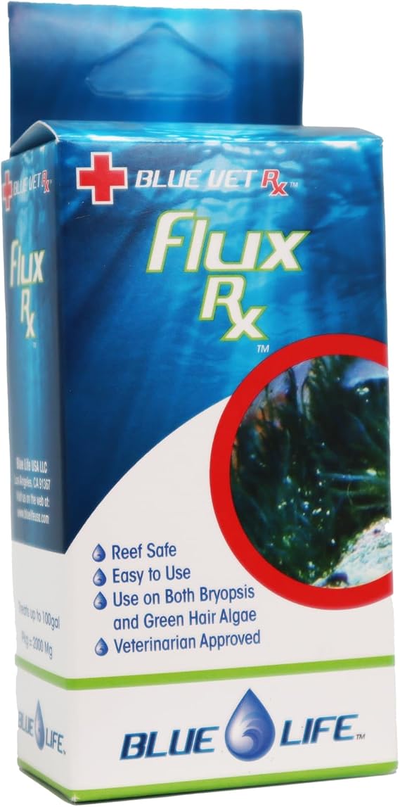 Blue Life Flux Rx - 2000mg Treats up to 100Gal Reef Safe, Use on Both Bryopsis and Green Hair Algae