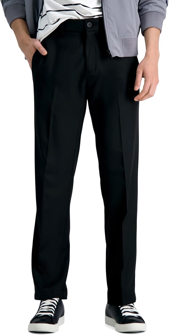 Haggar Men's Cool 18 Pro Straight Fit Flat Front Super Flex Waistband Casual Pant