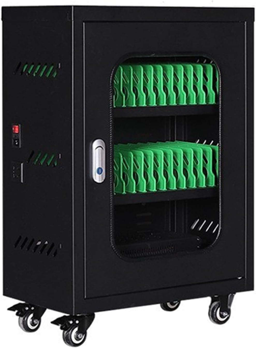 30 Device Mobile Charging and Storage Cart, USB Rechargeable Mobile Phone Charging Cabinet, Portable Cellphone Charging Station for Office Classroom Conference Rooms Shopping Mall Airport