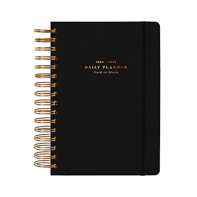 Kokonote Diary 2024-2025 Back To Black | Back To School 12 Months Academic Diary A5 Day To Page | August 2024 - July 2025 | Mid Year Diary 2024-2025 With Stickers | Daily Academic Planner