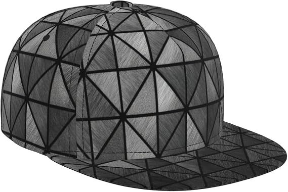 Hip Hop Trucker Hat Brushed Metal Triangular Mosaic Pattern Baseball Cap for Summer Outdoor Sport Black
