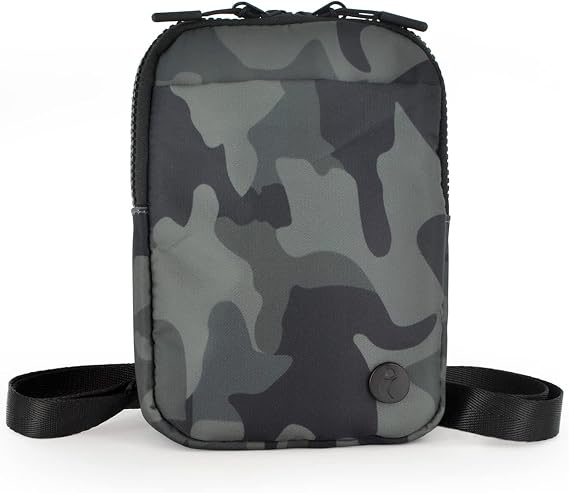 Crossbody Bag for Men & Women, Crossbody Belt Bag for Sports, Travel, Walking, Running, Hiking (Camo Grey)