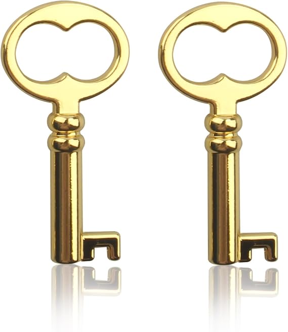 KY-18 Hollow Skeleton Key, Antique Gold Hollow Barrel Skeleton Keys, Perfect Key Alternative for Vintage and Modern Furniture (2 Pieces)