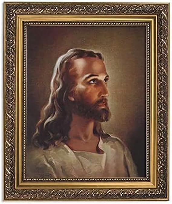 Christian Brands Inspirational Print The Head of Christ-Sallman, 13-Inch, Ornate Gold Frame, 10.25" x 12.50"