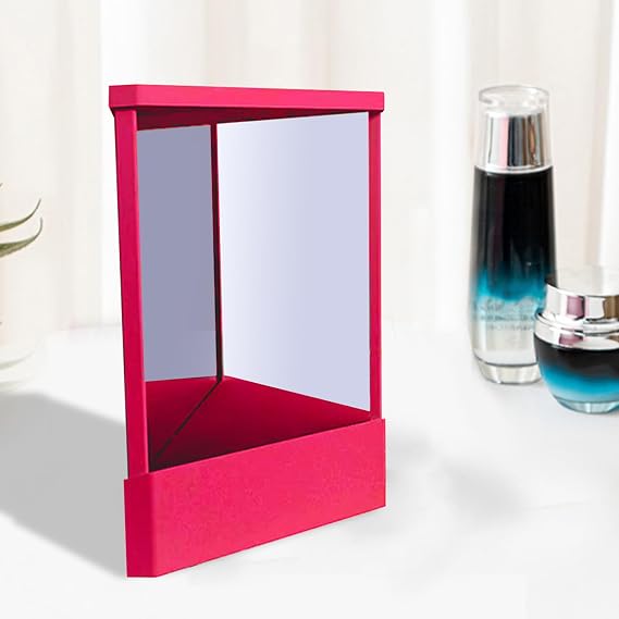 Non-Reversing Mirror, Precision True Image Reflection, Calibration Free,Vanity Makeup Mirror, Tabletop Beauty Mirrors for Makeup Vanity & Hair Styling (Rose Red L)