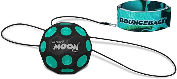 Waboba Bounceback Returning Black and Blue Moon Ball Hyper Bouncy Balls