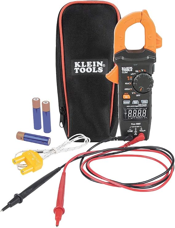 Dijital Kelepçe Ölçer, Otomatik Mesafe 400 AMP Ölçüm Elektronik AC/DC Voltaj AC/DC Akım Direnci ve TRMS, Klein Tools CL390