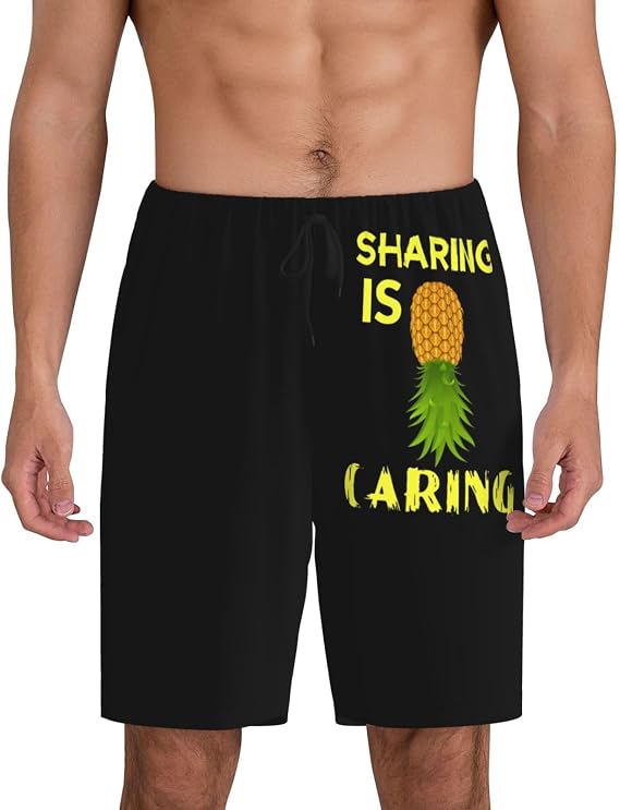 Upside Down Pineapple Play Well with Others Funny Swinger Pattern Men's Beach Shorts Pajama