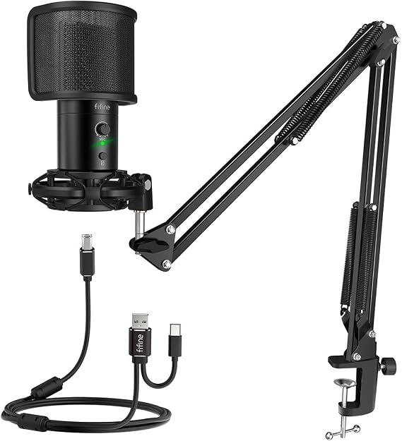 FIFINE T683 USB Microphone Kit with Arm Stand for Podcast, Recording