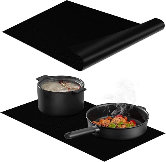 KitchenRaku 572F Heat Resistant Induction Cooktop Mat, 30.7 x 20.4 in | Power Boost Compatible, for Magnetic Cooktops Cooking Use, Scratch and Stain Protection, Reusable, Non-Slip, Dishwasher Safe