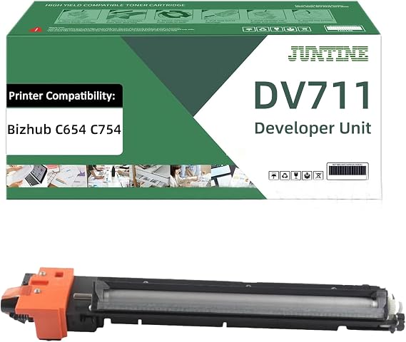 DV711 DV-711 Developer Unit Replacement for Konica Minolta DV711 A2X203D Developer Unit Compatible with Bizhub C654 C754 Printer 200,000 High Pages (Black-1Pack)