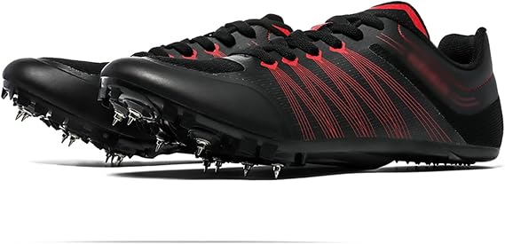 Professional Spikes Track Shoes Breathable Track Spikes Distance Running Shoes For Mens Womens Boys Girls Training Competition Dedicated Long Jump Athletics Shoes ( Color : Black , Size : 5 Women/3.5