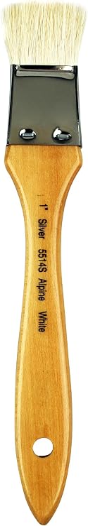 Silver Brush Limited Alpine White Wide Wash Blender Brush, Size 1 in | Oil, Acrylic, Watercolor, Short Handle, Soft Fine Point Natural Goat Hair Bristle, Glazing, Smooth and Flowing Strokes