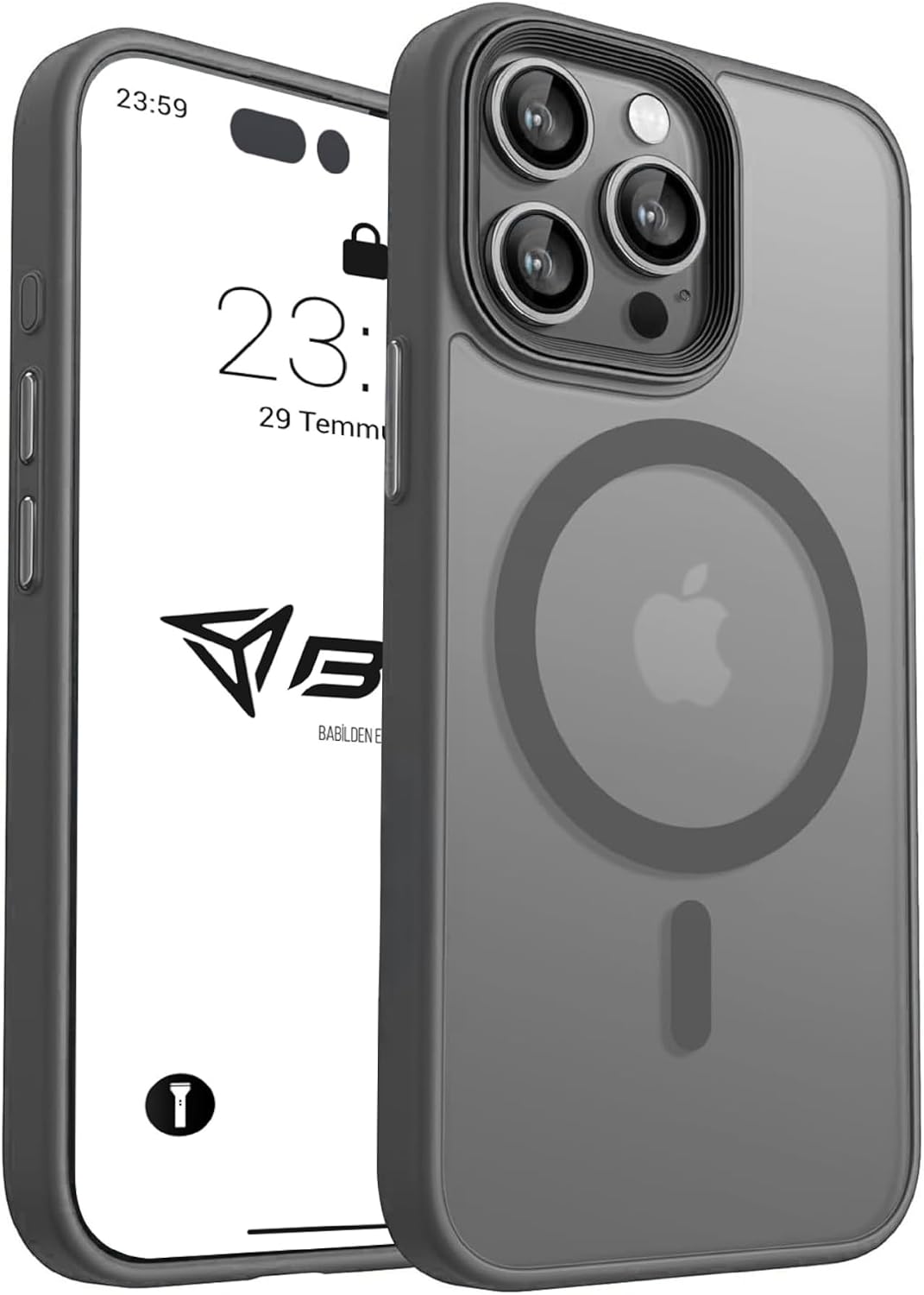Case for iPhone from Babylon Camera Protected Matte Transparent Color Case with Magsafe Wireless Charging Feature iPhone 12 Pro Max Grey