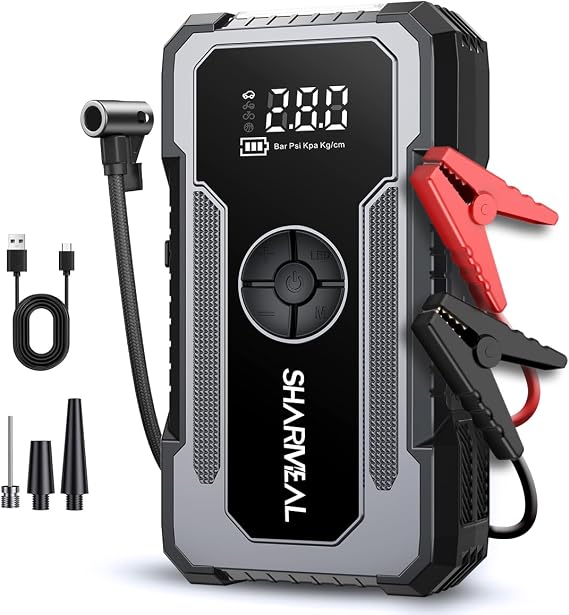 Sharmeal 18000A 12V Jump Box Car Battery Jumper Starter Portable with Jumper Cables & 3 Modes Flashlight Car, Accessories Tools bs