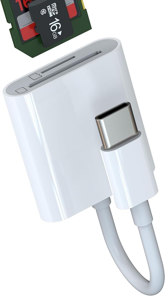 USB C SD Card Reader(2in1) Micro SD TF Camera Memory Adapter Compatible for Samsung Galaxy for iPhone15 Pro Max for iPad Air MacBook Type-C Compact Flash Drive Multiport Thunderbolt 4 Dongle