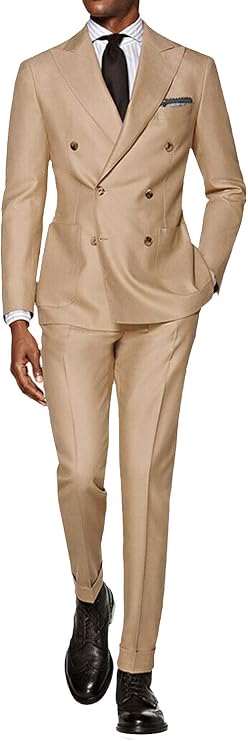Men's 2 Pieces Double Breasted Peak Lapel Business Wedding Tuxedo