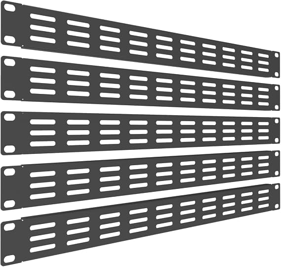 5 Pack 1U Vented Blank Panel-Steel Blank Rack Panel Spacer | for 19in Server Rack Cabinet or Enclosure, Black (1U)