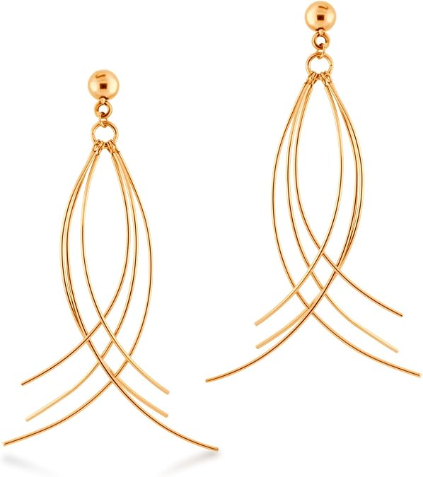 555Jewelry Womens Stainless Steel Curved Threader Drop Dangle Statement Earrings