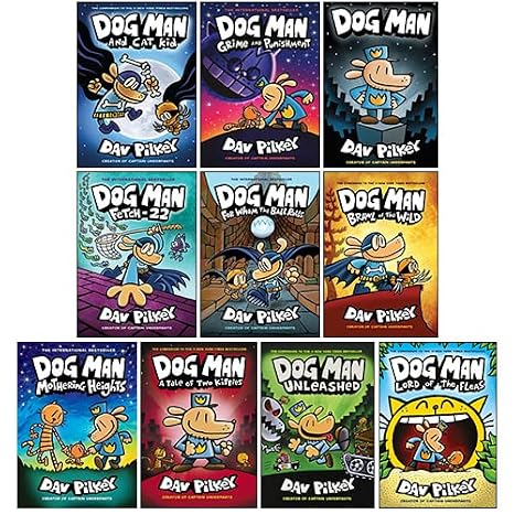Dog Man Series 10 Books Collection Set By Dav Pilkey (Dog Man, Unleashed, A Tale of Two Kitties, Dog Man and Cat Kid, Lord of the Fleas & More)