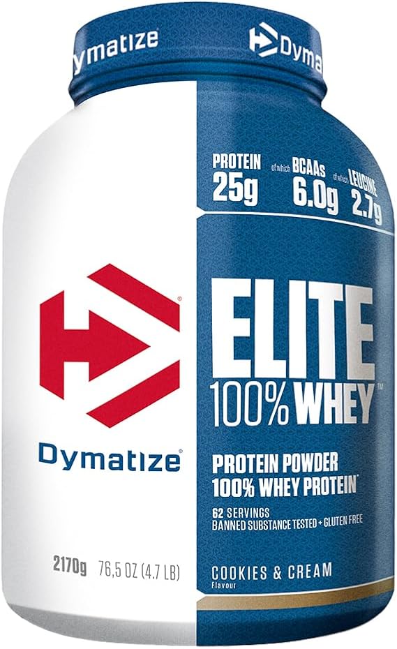 Dymatize Elite 100% Whey Cookies & Cream 2170g - High Protein Low Sugar Powder + Whey Protein and BCAAs