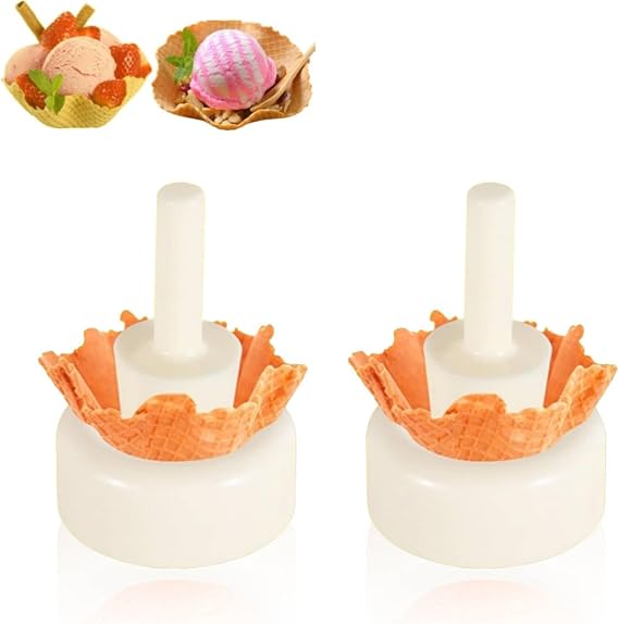 Crispy Waffle Cone Mold Kit, 2PCS Crispy Waffle Cone Maker Kit with Reusable Roller, Waffle Bowl Cone Mold Ice Cream Maker Cone Roller Rolling and Forming Tool Mould Kit for Kitchen