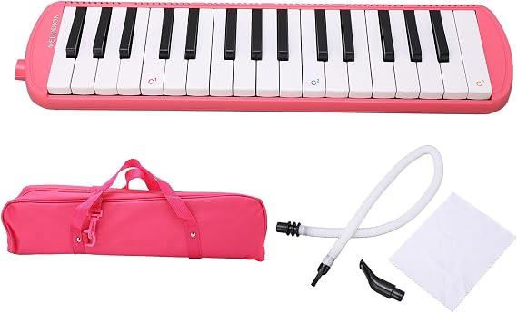 Mouth Piece Melodica Instrument Melodica, 32 Keys with 32 Keys and Bendy Tube for Begginers Musical Education Instrument (Pink)
