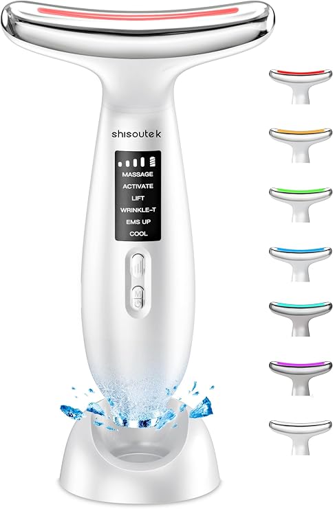 Face Lifting Device Facial Massager: Electric Skin Lift Neck Beauty Machine with 5°C Cooling Head - 45°C EMS Microcurrent Massage 6 Modes 4 LED- Face Sculpting Device Anti-Wrinkle Tightening Eye Body