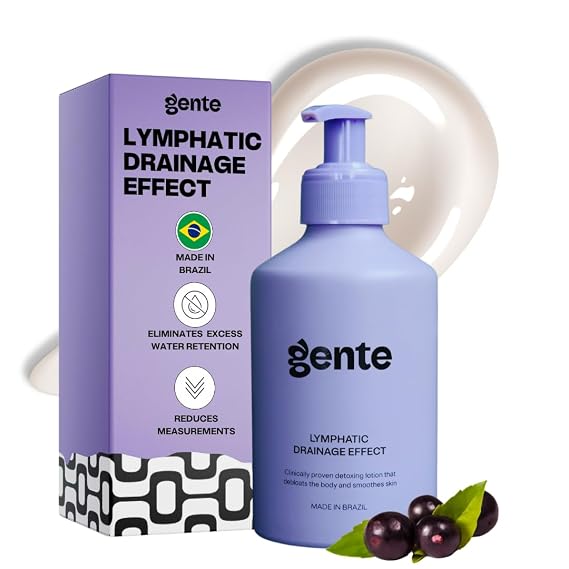 Gente Lymphatic Drainage Effect Body Lotion Firming & Sculpting Cream for Water Retention, Bloating & Cellulite Appearance Hydrating Brazilian Formula with Caffeine, Guarana & Acai 6.7 oz