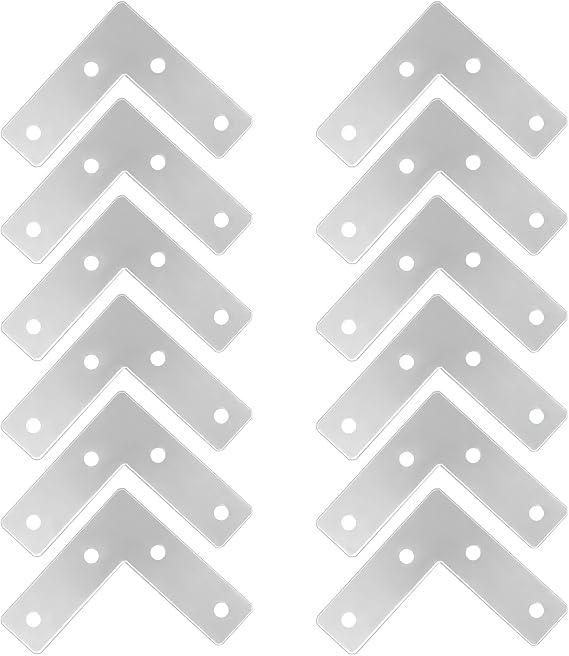 L Brackets for Wood - 12pcs, 90 Degree Flat Plates Corner Bracket, Right Angle Brackets, 5x5cm Heavy Duty Metal Repair Brackets with 48 Pcs Screws