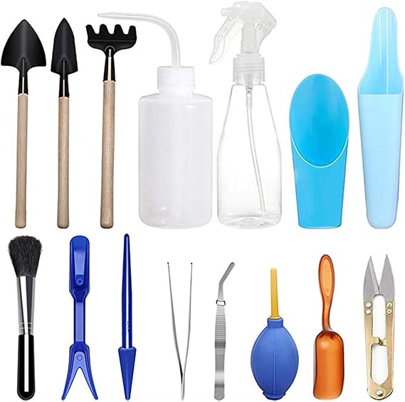 SaferCCTV Succulent Tool Kit,15 Pcs Mini Garden Hand Tools,Houseplant Rake Gardening Hand Tools,Pot Flower Gadget for Transplanting Seedlings Outdoor