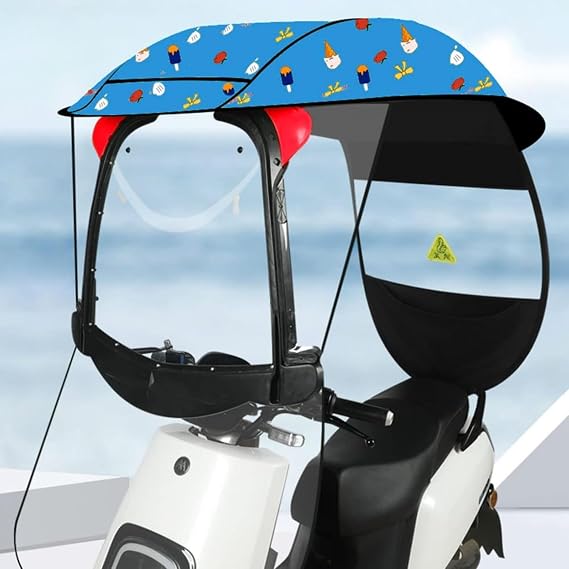 Electric Motorcycle Sunshade Cover - Transparent Canopy for Mobility Scooter Sun Rain Wind Protection Univer