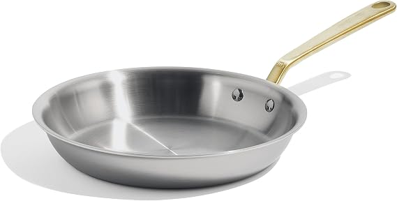 Made In Cookware - 10-Inch Stainless Steel Frying Pan with Antique Brass Handle - 5 Ply Stainless Clad - Professional Cookware - Crafted in Italy - Induction Compatible