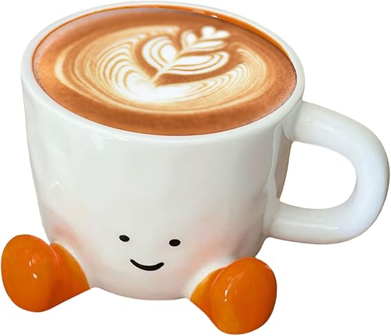 Novelty Coffee Mug with Feet, Ceramic Hand Kneaded Cute Coffee Cup, Funny Coffe-e Tea Mug for Women Men Christmas Birthday Cool Photography Prop Home Office Decoration
