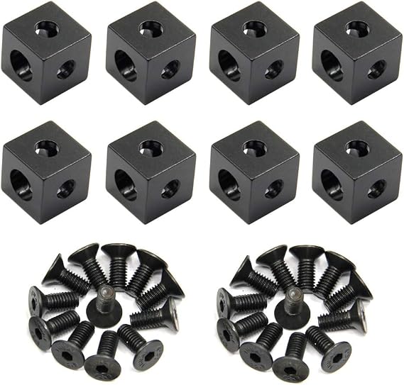 8PCS Black Corner Bracket Cube (20x20x20mm) for 6mm Slot Aluminum Extrusion Profile 2020 Series (Cube Corner-8PCS)