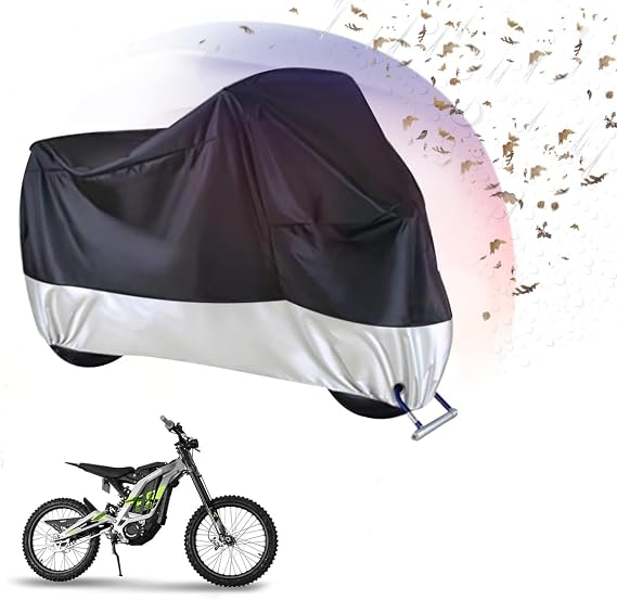 Motorcycle Dirt Bike Cover All Season for Sur Ron Light Bee X and S Segway X160 X260, Waterproof Sun Outdoor Protection Durable Cover with Storage Bag & Safety Lock Holes