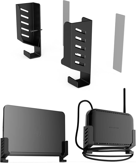 Universal Laptop and Cable Box Wall Mount Holder, Black